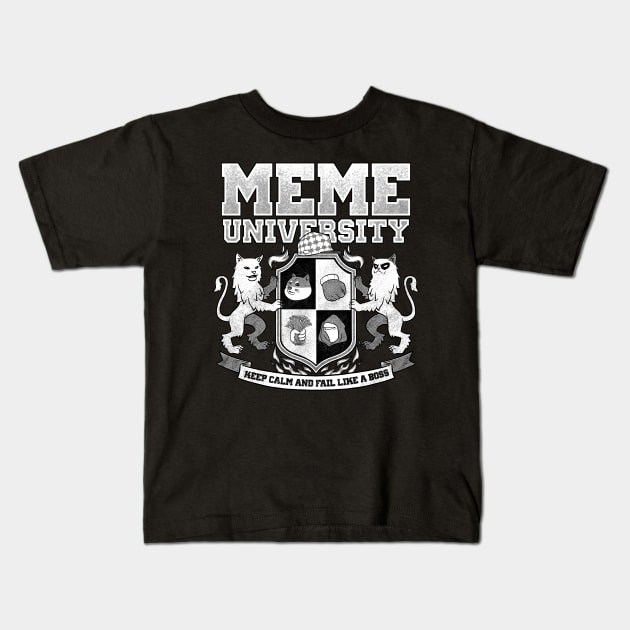 Meme University - Funny College Parody Kids T-Shirt by Studio Mootant